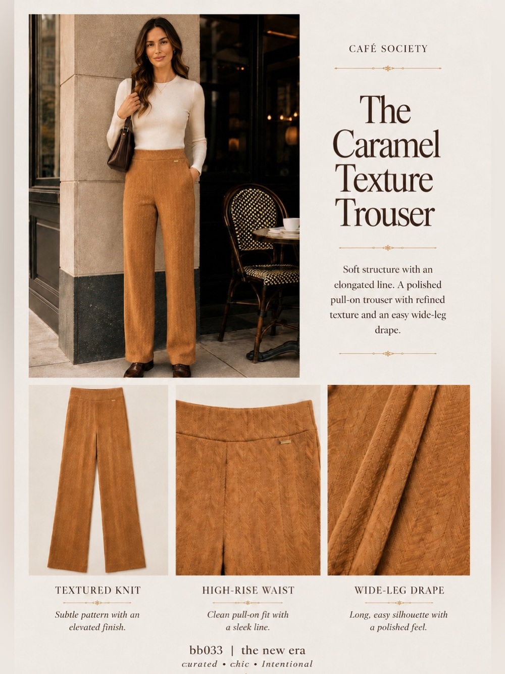 Anne Klein Caramel Textured Pull-On Wide Leg Trousers | Size S